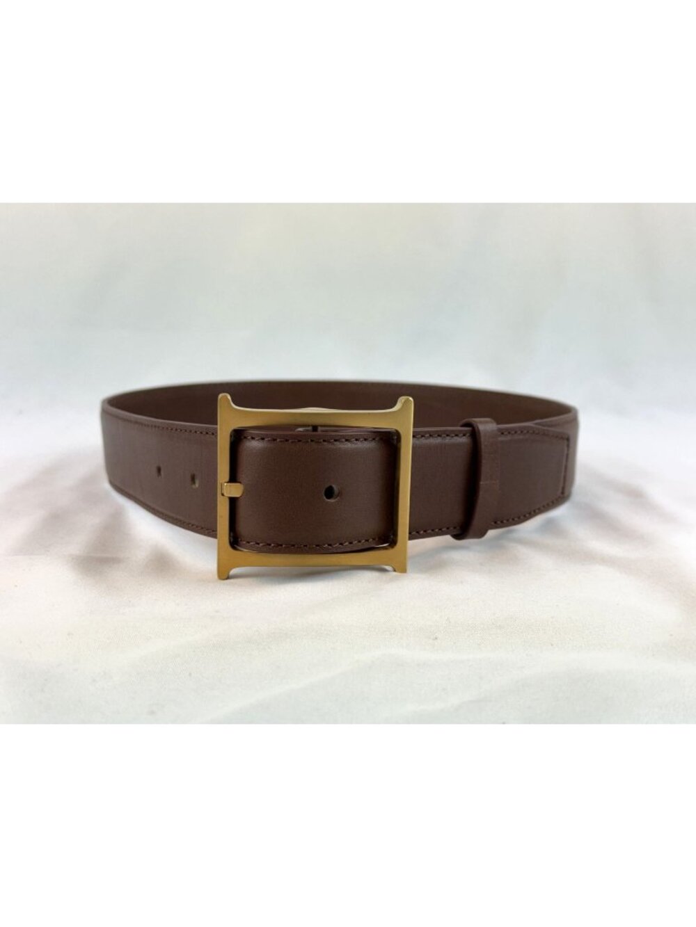 Helsa Brown Leather Logo Belt Size S